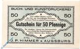 Notgeld De 50 Pf. Notgeld Augsburg , J.P. Himmer , 50 Pfennig Schein , Tieste 0260.35.43 , von 1916 , Bayern Verkehrsausgabe -