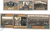 Serienscheine DE 6 Scheine kpl. Notgeld Bad Kösen , Set mit 6 Scheinen , 10 Pf o. Drfa , Mehl Grabowski 734.1 a und b , von 1921 , Sachsen Anhalt Serien Notgeld -
