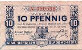 Notgeld De 10 Pf. Notgeld Bergisch Gladbach , 10 Pfennig Schein , Tieste 0445.05.01 , von 1917 , Rheinland Verkehrsausgabe -