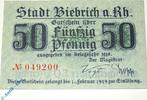 Notgeld Deutschland 50 Pfennig Schein Notgeld Bieberich , 50 Pfennig Schein , Tieste 0605.05.01 , von 1918 , Hessen Verkehrsausgabe -