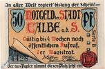 Serienscheine DE 50 Pf. -KN schwarz- Notgeld Calbe Saale , 50 Pfennig Schein , Serie schwarz , Mehl Grabowski 213.1 , Sachsen Anhalt Seriennotgeld -