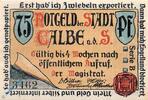 Serienscheine DE 75 Pf. Notgeld Calbe Saale , 75 Pfennig Schein , Serie schwarz , Mehl Grabowski 213.1 , Sachsen Anhalt Seriennotgeld -