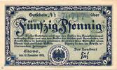 Notgeld DE 50 Pf. Notgeld Cleve , 50 Pfennig Schein , Tieste 1155.10.05 , von 1918 , Rheinland Verkehrsausgabe -