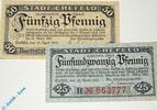 Notgeld De 2 Scheine kpl. -H- Notgeld Stadt Crefeld 1220.05.25-26 , Set mit 2 Scheinen H in kfr. von 1920 , Rh -