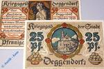 Kleingeld 1914-1922 2 Scheine kpl. Notgeld Deggendorf , Set mit 2 Scheinen , Tieste 1315.25.10 und 11 , von 1918 , Bayern Verkehrsausgabe -