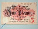 Notgeld Deutschland 5 Pfennig Schein Notgeld Delitzsch , 5 Pfennig Schein , Tieste 1325.15.10 , von 1917 , Sachsen Verkehrsausgabe -