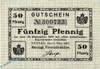 Notgeld Deutschland 50 Pfennig Schein Notgeld Dessau , 50 Pfennig Schein in kfr. Wz Tropfen , Tieste 1340.05.02 , von 1917 , Anhalt Verkehrsausgabe -