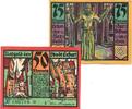 Serienscheine DE 2 Scheine kpl. 2 x Notgeld der Stadt Erfurt 344.5 , Set mit 2 Scheinen in kfr. von 1921 -