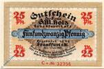 Serienscheine DE 25 Pf. -C- Notgeld Frankfurt , G. M. Holz , 25 Pfennig Schein C , Wolfseck , Mehl Grabowski 374.1 , von 1921 , Hessen Serien Notgeld -