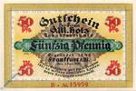 Serienscheine DE 50 Pf. -B- Notgeld Frankfurt , G. M. Holz , 50 Pfennig Schein B , Wolfseck , Mehl Grabowski 374.1 , von 1921 , Hessen Serien Notgeld -