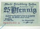 Notgeld De. 25 Pf. Friedberg , Notgeld 25 Pfennig Schein in kfr. Tieste 1995.05.01 , Hessen 1919 -