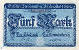 Großnotgeld Deutschland 5 Mark Schein Notgeld der Stadt Gera , 5 Mark Schein in L-gbr. Geiger 172.01 , o.D. - 1919 -
