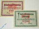 Kleingeld 1914-1922 2 Scheine kpl. Notgeld Greifenberg , Set mit 2 Scheinen , Wz Tropfen , Tieste 2435.05.20 und 21 , von 1919 , Pommern Verkehrsausgabe -