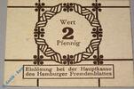 Kleingeld 1914-1922 DE 2 Pf. Notgeld Hamburg , Fremdenblatt , 2 Pfennig Schein , Tieste 2765.150.02 , Hamburg Verkehrsausgabe -