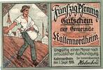 Notgeld DE 50 Pf. Notgeld Kaltennordheim , 50 Pfennig Schein , ohne Wz , Tieste 3345.05.06 , von 1919 , Sachsen Verkehrsausgabe -