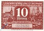 Notgeld Deutschland 10 Pfennig Schein Notgeld Kolberg , 10 Pfennig Schein , Tieste 3650.05.05 , von 1917 , Pommern Verkehrsausgabe -