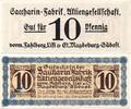 Notgeld 10 Pfennig Schein Notgeld Magdeburg , Saccarin Fabrik , 10 Pfennig Schein , Tieste 4340.05.11 , Sachsen Verkehrsausgabe -