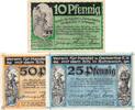 Serienscheine DE 3 Scheine kpl. Notgeld Schweich , Set mit 3 Scheinen in kfr. Mehl Grabowski 1209.2-3 , von 1920 , Rheinland Pfalz Seriennotgeld -
