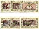 Notgeld De. 6 Scheine kpl. Notgeld Staßfurt , Set mit 6 Scheinen , gelbgrün , Mehl Grabowski 1256.2 , von 1921 , Sachsen Anhalt Seriennotgeld -