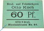 Notgeld Deutschland 60 Pfennig Schein Notgeld Stendal , Otto Koch , 60 Pfennig Schein , Tieste 7130.15.02 , Sachsen Verkehrsausgabe -