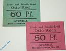 Notgeld Deutschland 2 Scheine kompl. Notgeld Stendal , Otto Koch , Set mit 2 Scheinen , Tieste 7130.15.01 und 02 , Sachsen Verkehrsausgabe -