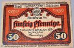 Notgeld DE 50 Pf. Notgeld Trachenberg , 50 Pfennig Schein , Kn. schwarz , Tieste 7390.10.11 , von 1918 , Schlesien Verkehrsausgabe -