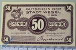 Notgeld Deutschland 50 Pfennig Schein Stadt Wesel , 50 Pfennig Musterschein in kfr. Tieste 7840.05.02.M -
