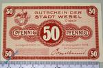 Notgeld Deutschland 50 Pfennig Schein Notgeld Wesel , 50 Pfennig Musterschein Ohne Kennummer , Tieste 7840.05.06.M , von 1918 , Rheinland Verkehrsausgabe -