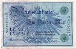 Weimarer Republik - Inflation 100 Mark Schein , grün Reichsbanknote , 100 Mark Schein grün in f-kfr. DEU-67, Ros.34, P.34 , von 1908 -