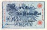 Kaiserreich 100 Mk. Reichsbanknote , 100 Mark Schein , rote Siegel , DEU-31 b , Rosenberg 33 , P 33 , vom 07.02.1908 , Kaiserreich -