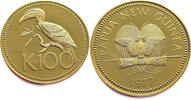Papua new Guinea 100 Kina Blyth's Hornbill - Gold -