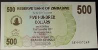 Zimbabwe 500 Dollars 1.8.2006 P. 43 / Serie AF / gültig bis 31.12.2007 kfr 2.16 £  +  5.20 £ shipping