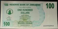 Zimbabwe 100 Dollars 1.8.2006 P. 42 / Serie AE / gültig bis 31.12.2007 kfr 2.16 £  +  5.20 £ shipping