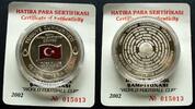 Türkei 10 Mio. Lira 925er Silber, 31,47g / farbige Türkische Flagge - Fußball WM Teilnehmer -