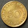 Saarland 50 Franken S.3 / Al-Bro / Wappen vor Zechenanlage - Wertangabe -