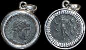 ISRAEL, Roman Empire Follis set in silver mount -