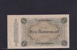 Deutsches Reich, Weimarer Republik, 1 Rentenmark 1923 Ro.154a, Deu-199a, Reichsdruck, KN 8 stellig, aEF,