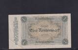 Deutsches Reich, Weimarer Republik, 1 Rentenmark 1923 Ro.154a, Deu-199a, Reichsdruck, KN 8 stellig, VF+,
