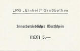 Deutschland, DDR 5 MDN LPG-Geld Großbothen -