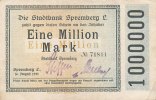 Deutsches Reich, Brandenburg, 1 Mio. Mark Spremberg Stadtbank, -