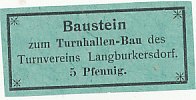 Deutsches Reich, Sachsen, 5 Pfennig Baustein Turnverein Langburkersdorf 48x22mm -
