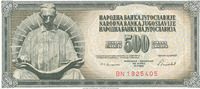 Jugoslawien 500 Dinara 1986 fast Kassenfrisch I- 1.73 £ Tax included +  6.07 £ shipping