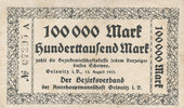 Deutsches Reich, Sachsen, 100000 Mark Oelsnitz i.V., Amtshauptmannschaft, -