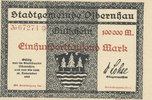 Deutsches Reich, Sachsen, 100000 Mark Olbernhau Stadtgemeinde, Variante: No KN Stern, -