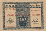 Deutsches Reich, Sachsen, 500000 Mark Olbernhau Stadtgemeinde, Variante: No KN, -