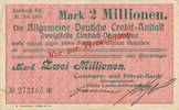 Deutsches Reich, Sachsen, 2 Millionen Mark, Limbach Stadt, CuPB auf ADCA, -