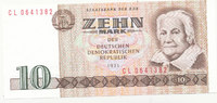 Deutschland,DDR, 10 Mark Ro.359c KN 7stellig Computersatz Serie:CL, -