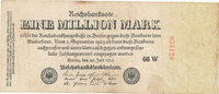 Deutsches Reich,Weimarer Republik, 1 Mio.Mark Ro.92b Firmendruck, KN nach innen, -