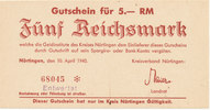 Deutsches Reich,Drittes Reich, 5 Reichsmark Nürtingen, Kreisverband, -