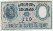 Schweden 10 Kronor 1945 fast Kassenfrisch I- 13.01 £ Tax included +  6.07 £ shipping